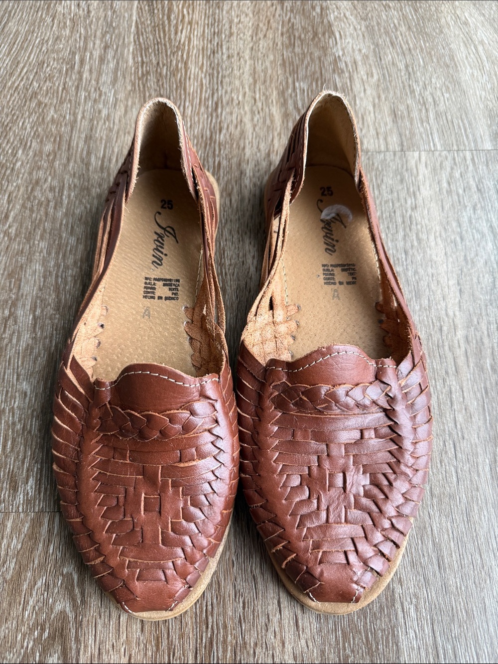 Brown Huarache Leather Slip-On Flats